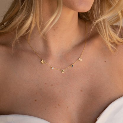 Personalized Birthstone & Initial Necklaces — product photograph