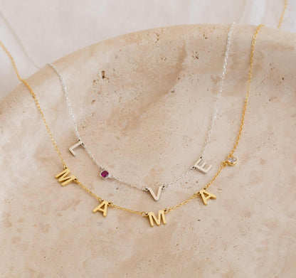 Personalized Birthstone & Initial Necklaces — DSSXL-16 design reference