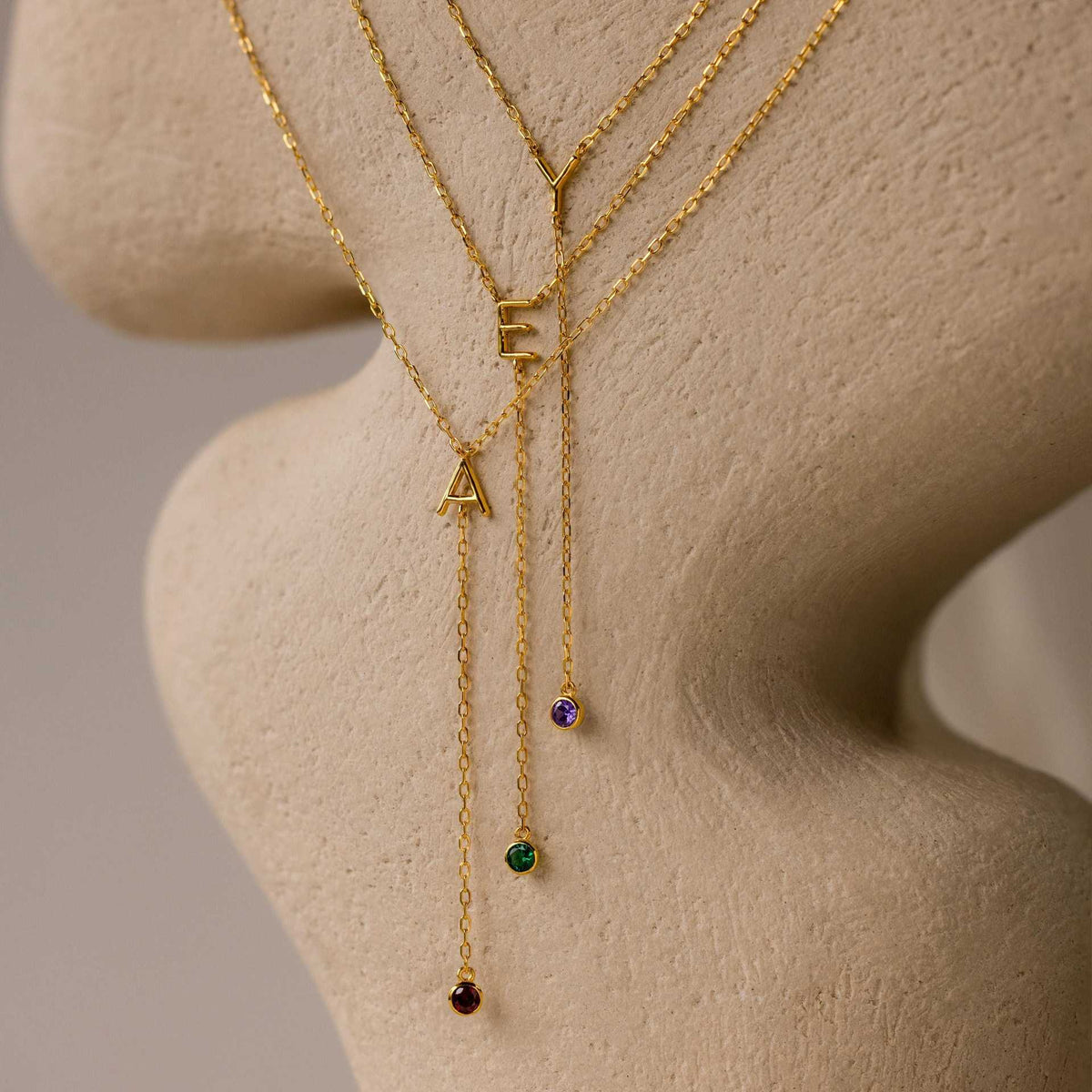 Personalized Birthstone & Initial Necklaces — DSSXL-43 design reference