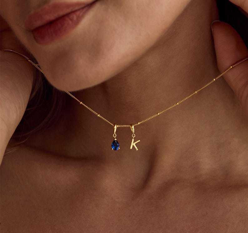 Personalized Birthstone & Initial Necklaces — DSSXL-60 design reference
