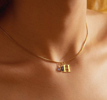Personalized Birthstone & Initial Necklaces — DSSXL-67 design reference