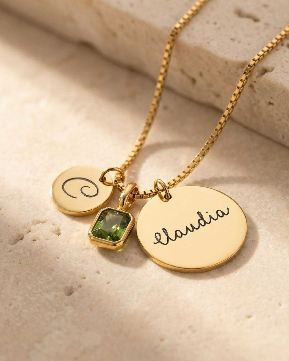 Personalized Birthstone & Initial Necklaces — editorial product close-up