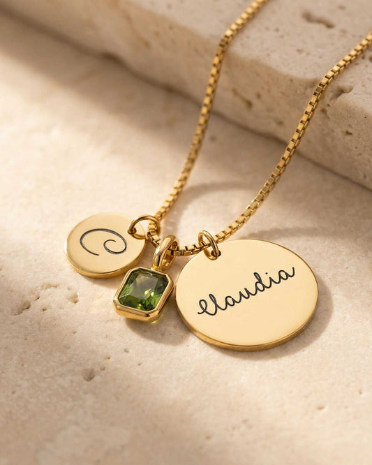 Personalized Birthstone & Initial Necklaces — editorial product close-up