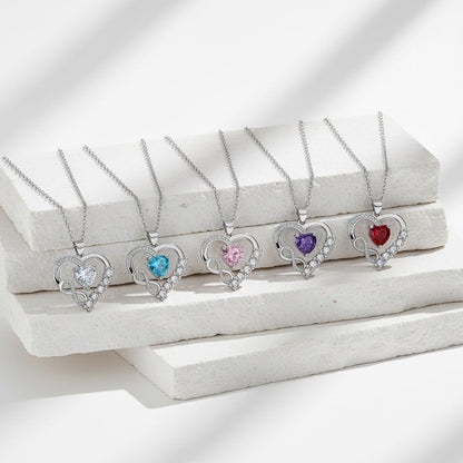 Infinity Heart Birthstone Necklace — product photograph