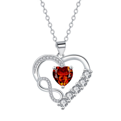 Infinity Heart Birthstone Necklace — product photograph