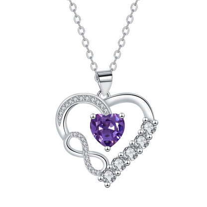 Infinity Heart Birthstone Necklace — product photograph