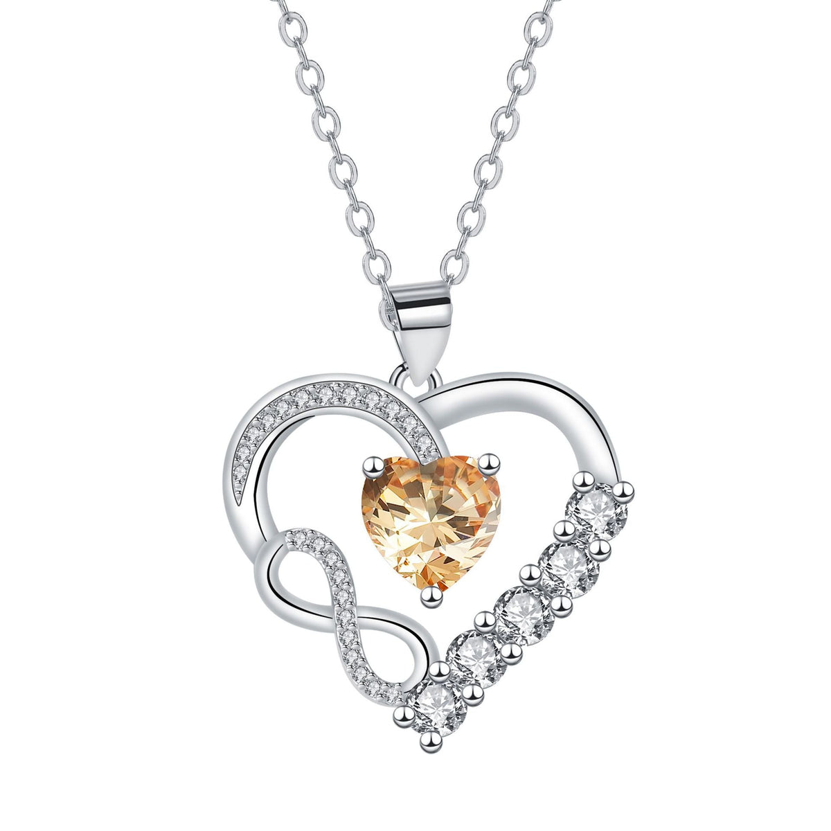 Infinity Heart Birthstone Necklace — product photograph