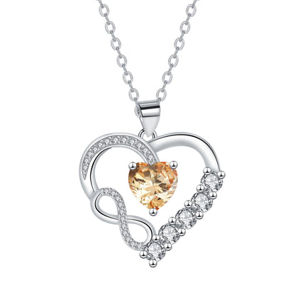 Infinity Heart Birthstone Necklace — product photograph