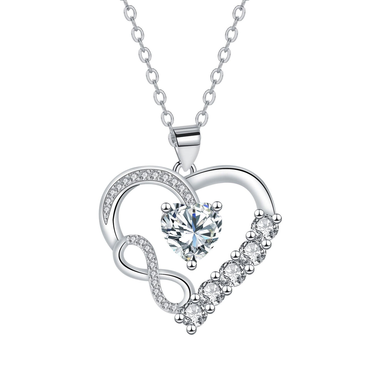 Infinity Heart Birthstone Necklace — product photograph