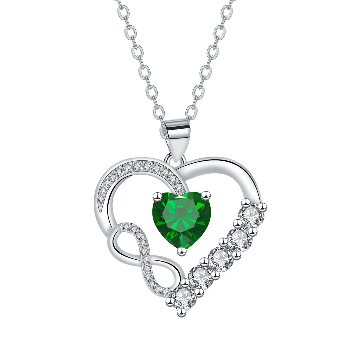 Infinity Heart Birthstone Necklace — product photograph