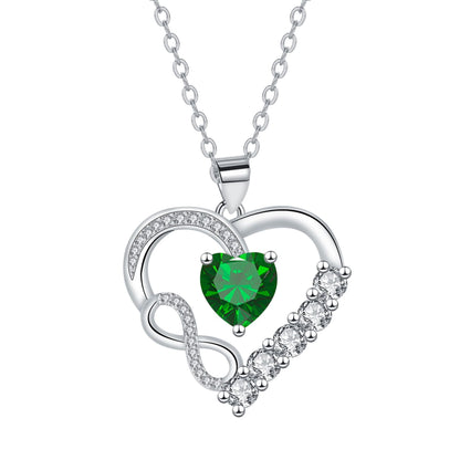 Infinity Heart Birthstone Necklace — product photograph