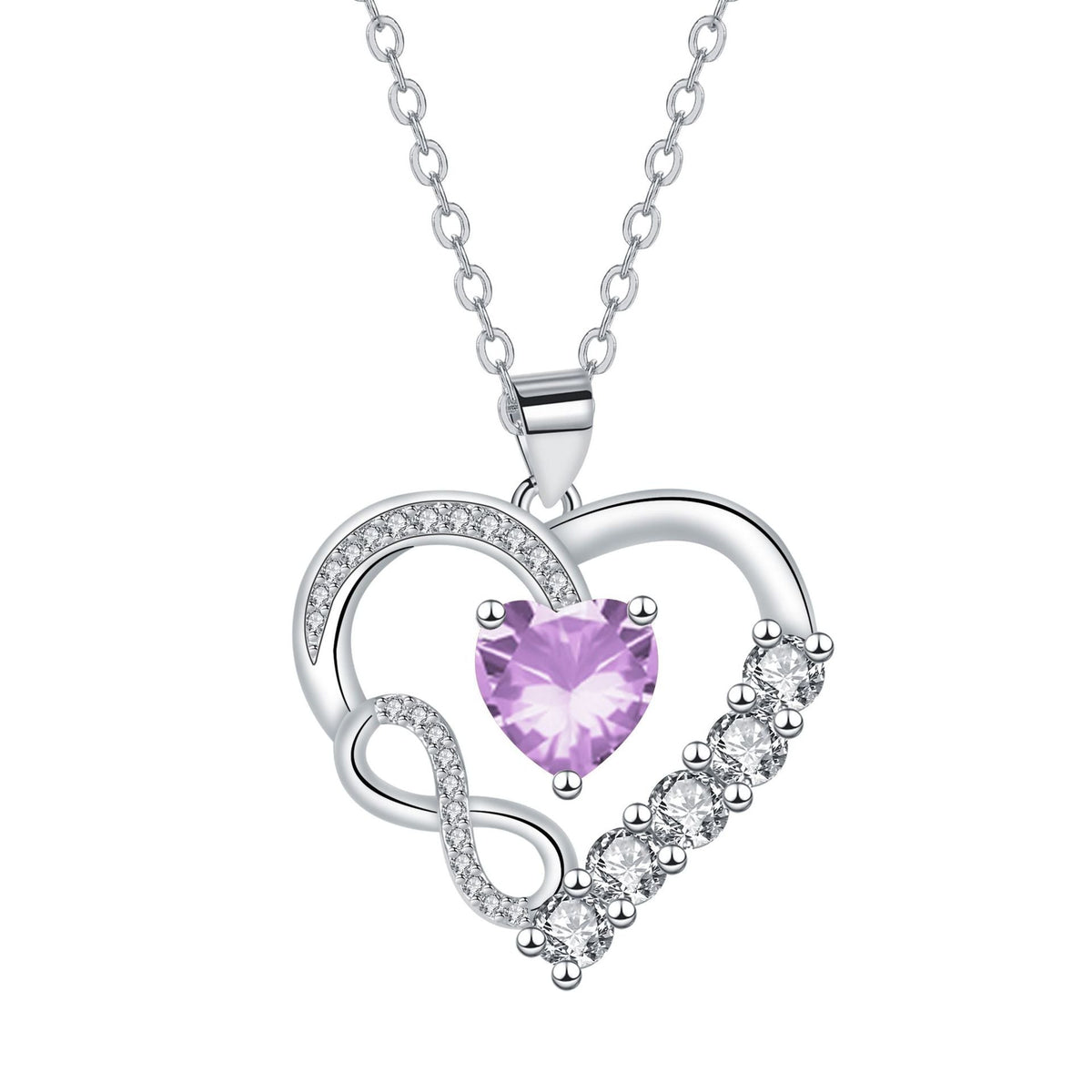 Infinity Heart Birthstone Necklace — product photograph