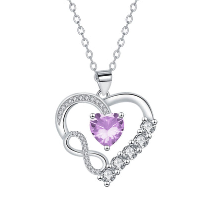 Infinity Heart Birthstone Necklace — product photograph