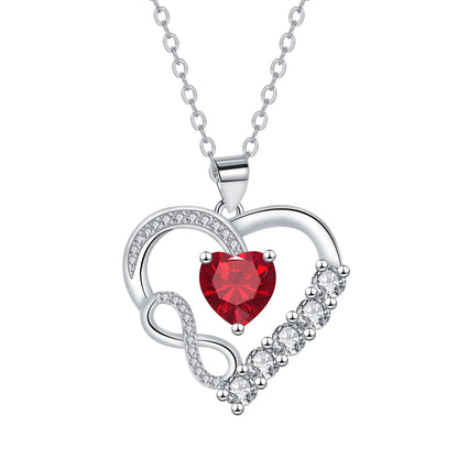 Infinity Heart Birthstone Necklace — product photograph