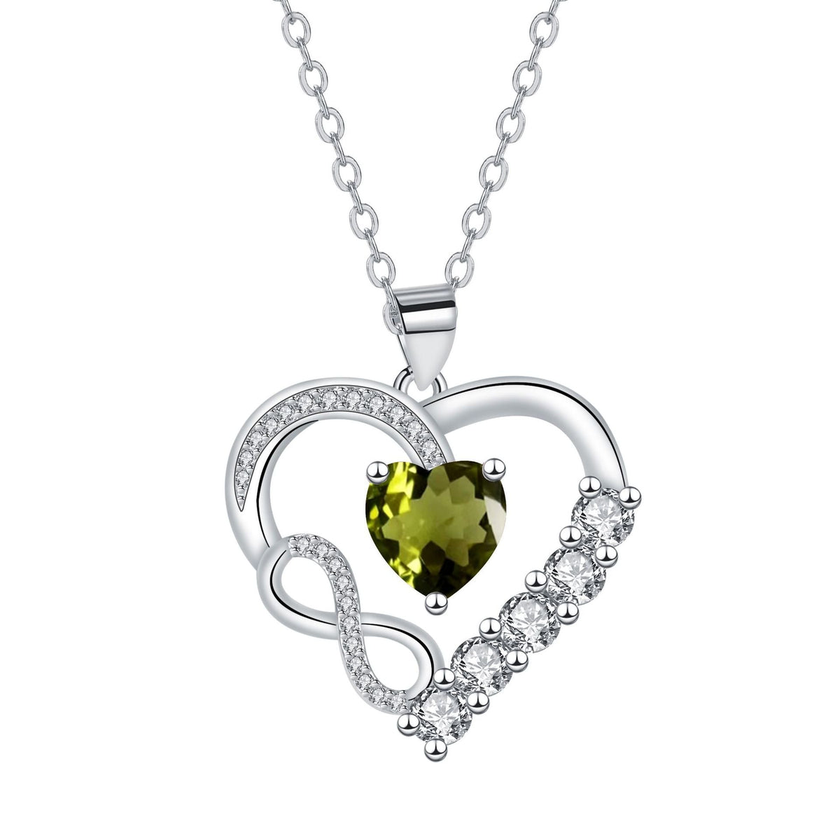 Infinity Heart Birthstone Necklace — product photograph