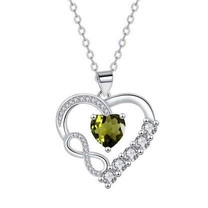 Infinity Heart Birthstone Necklace — product photograph