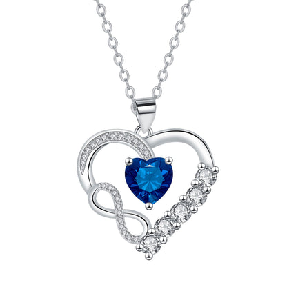 Infinity Heart Birthstone Necklace — product photograph