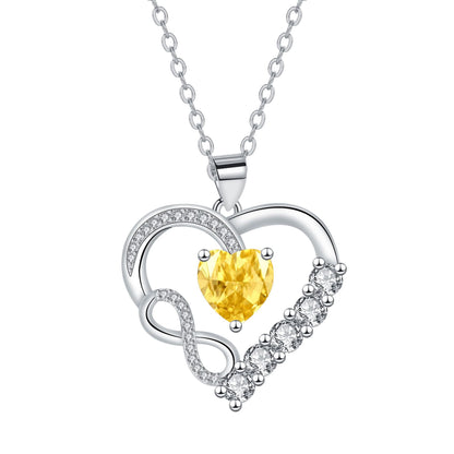 Infinity Heart Birthstone Necklace — product photograph