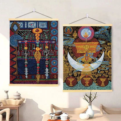 Canvas wall art room styling example 01; each artwork sold separately