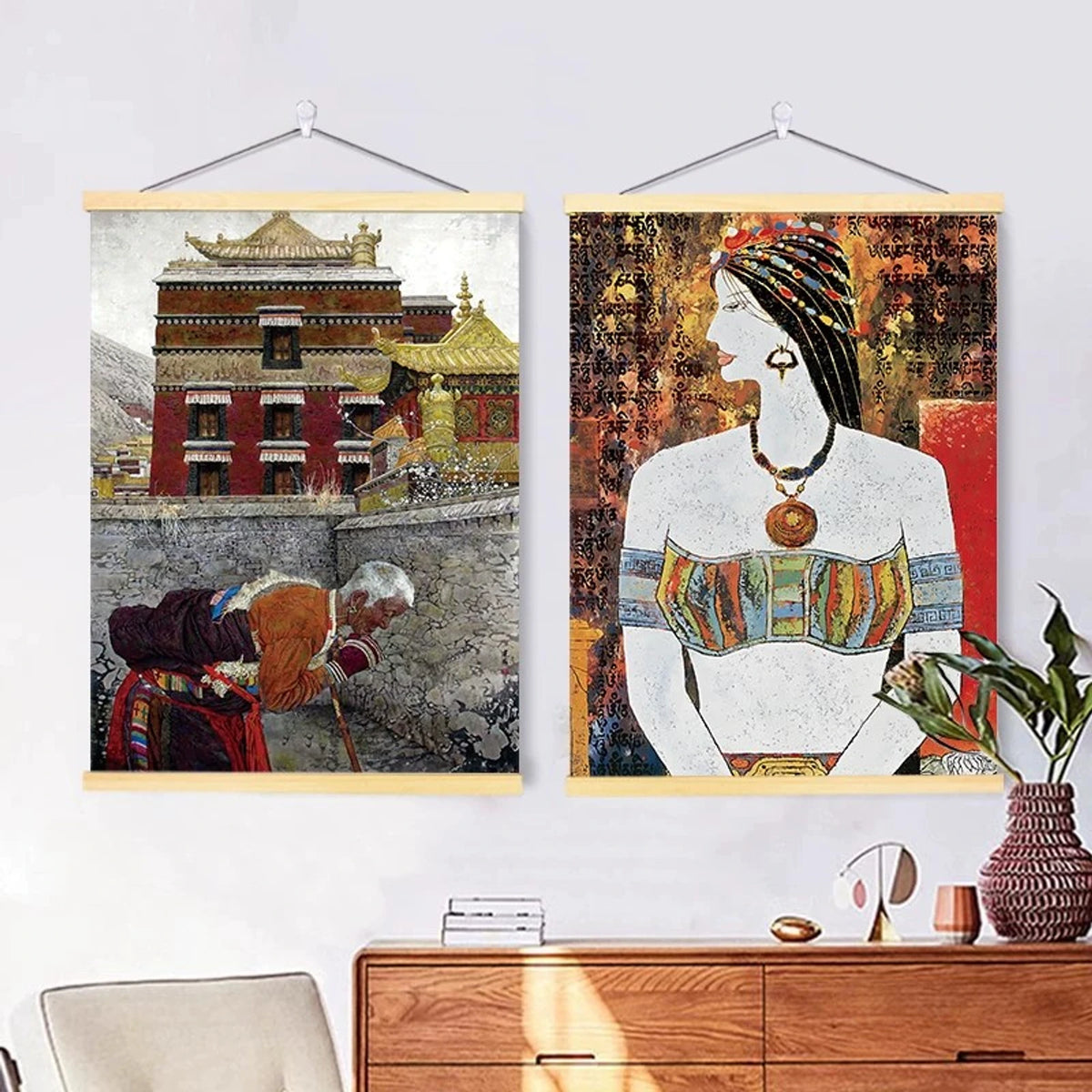 Canvas wall art room styling example 02; each artwork sold separately