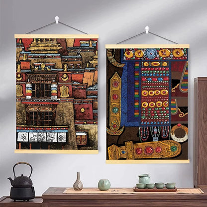Canvas wall art room styling example 03; each artwork sold separately