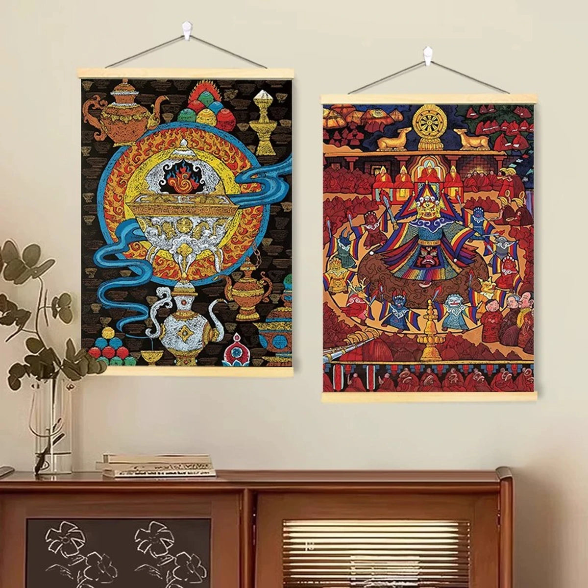 Canvas wall art room styling example 05; each artwork sold separately