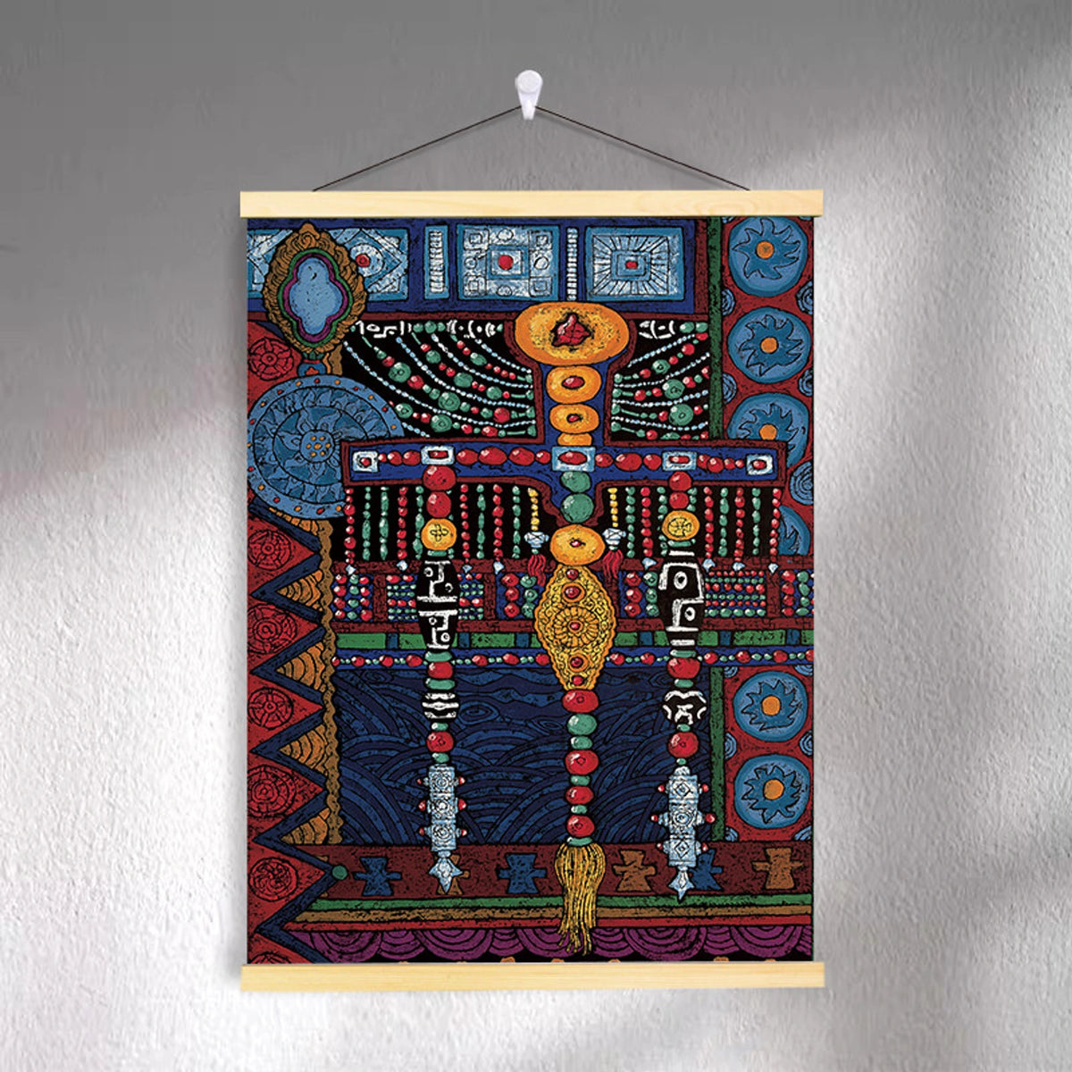 Tibetan-inspired canvas wall art ZSMS-01 shown hanging on a wall