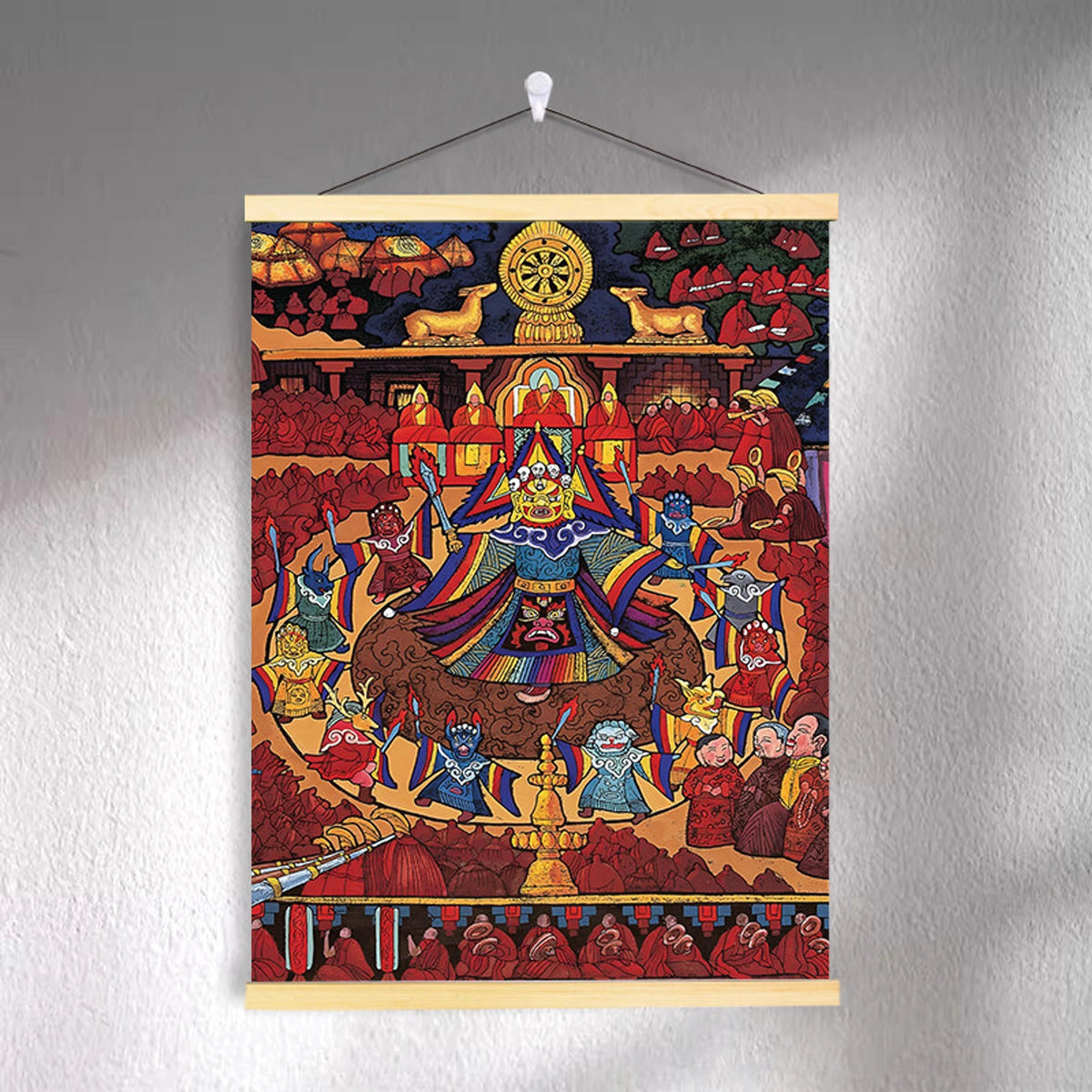 Tibetan-inspired canvas wall art ZSMS-02 shown hanging on a wall