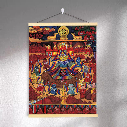 Tibetan-inspired canvas wall art ZSMS-02 shown hanging on a wall