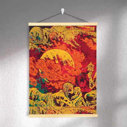 Tibetan-inspired canvas wall art ZSMS-03 shown hanging on a wall