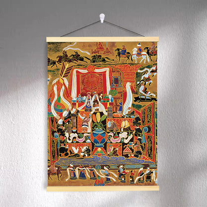 Tibetan-inspired canvas wall art ZSMS-04 shown hanging on a wall