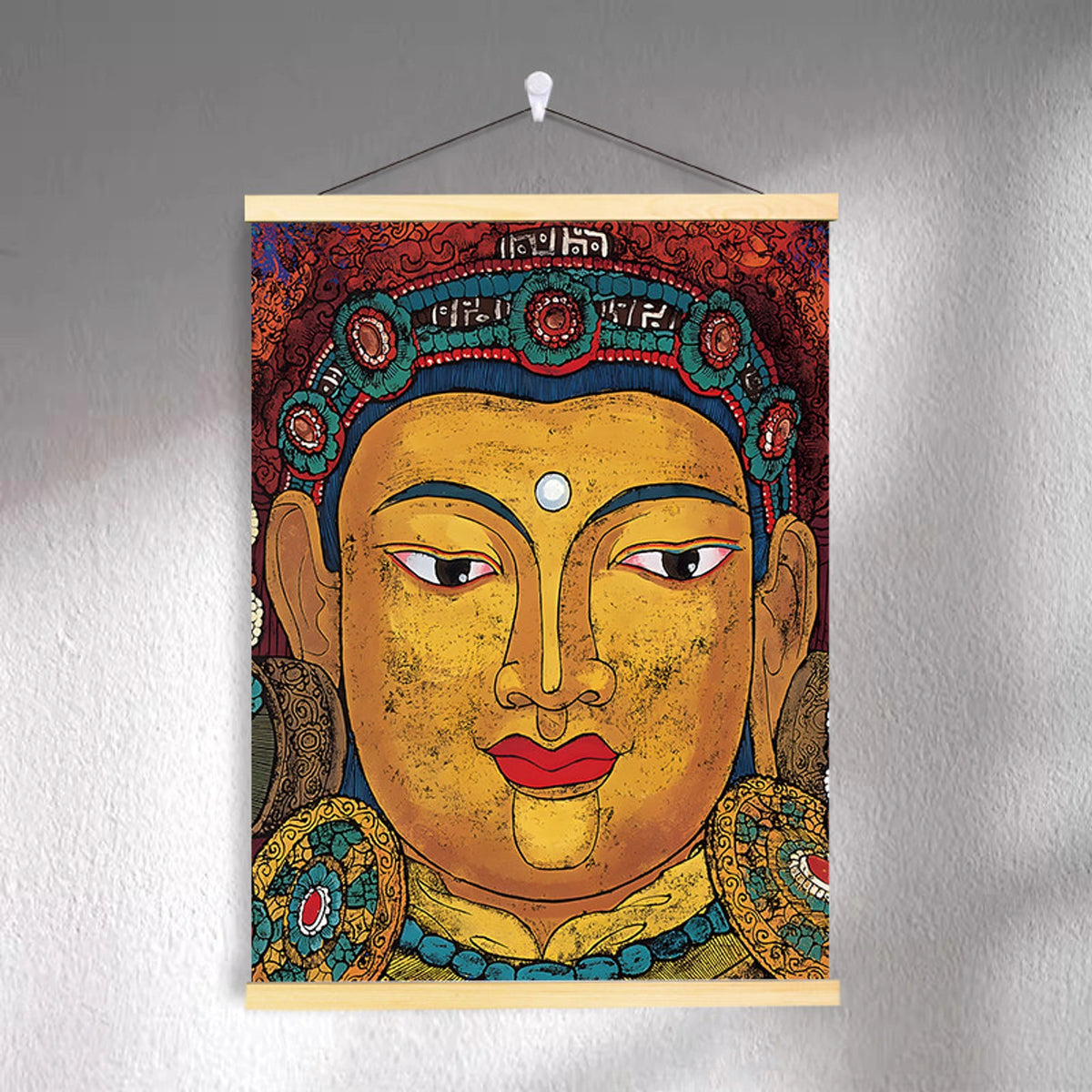 Tibetan-inspired canvas wall art ZSMS-05 shown hanging on a wall