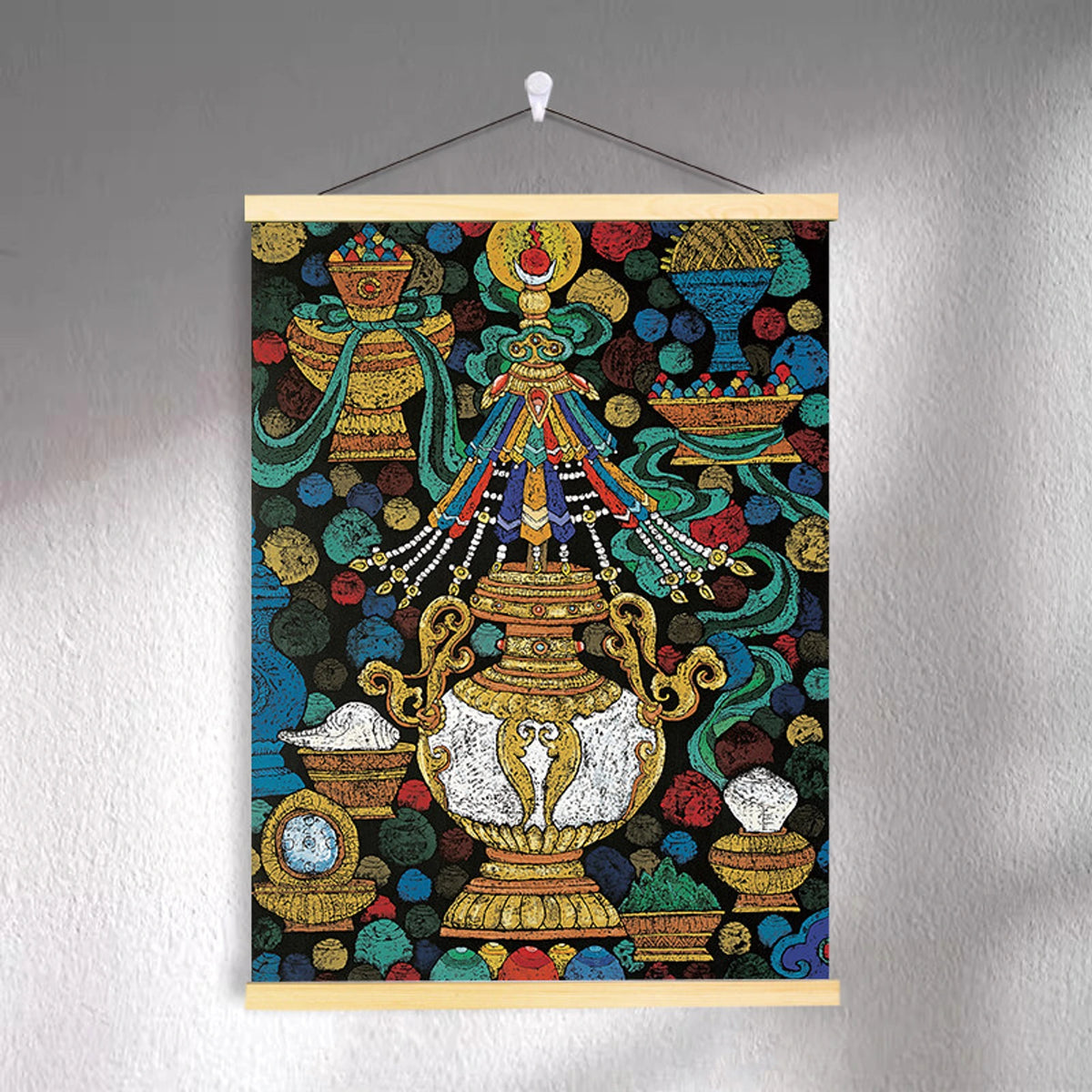 Tibetan-inspired canvas wall art ZSMS-06 shown hanging on a wall