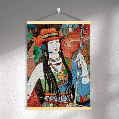 Tibetan-inspired canvas wall art ZSMS-08 shown hanging on a wall