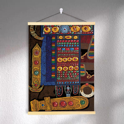 Tibetan-inspired canvas wall art ZSMS-11 shown hanging on a wall