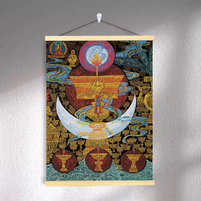 Tibetan-inspired canvas wall art ZSMS-12 shown hanging on a wall