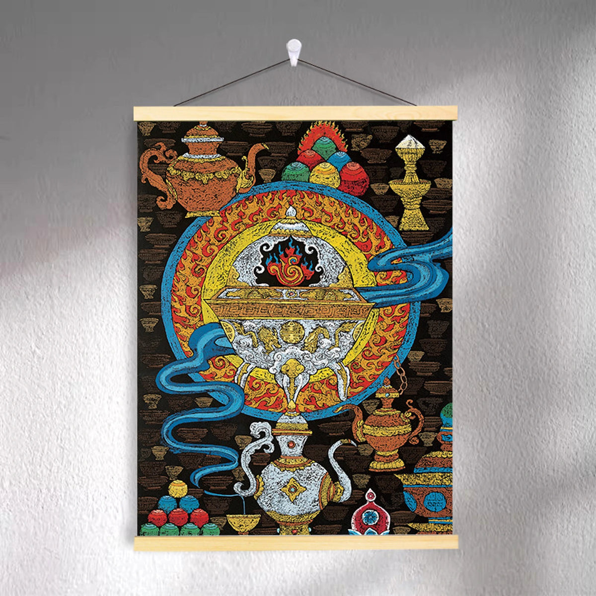 Tibetan-inspired canvas wall art ZSMS-13 shown hanging on a wall