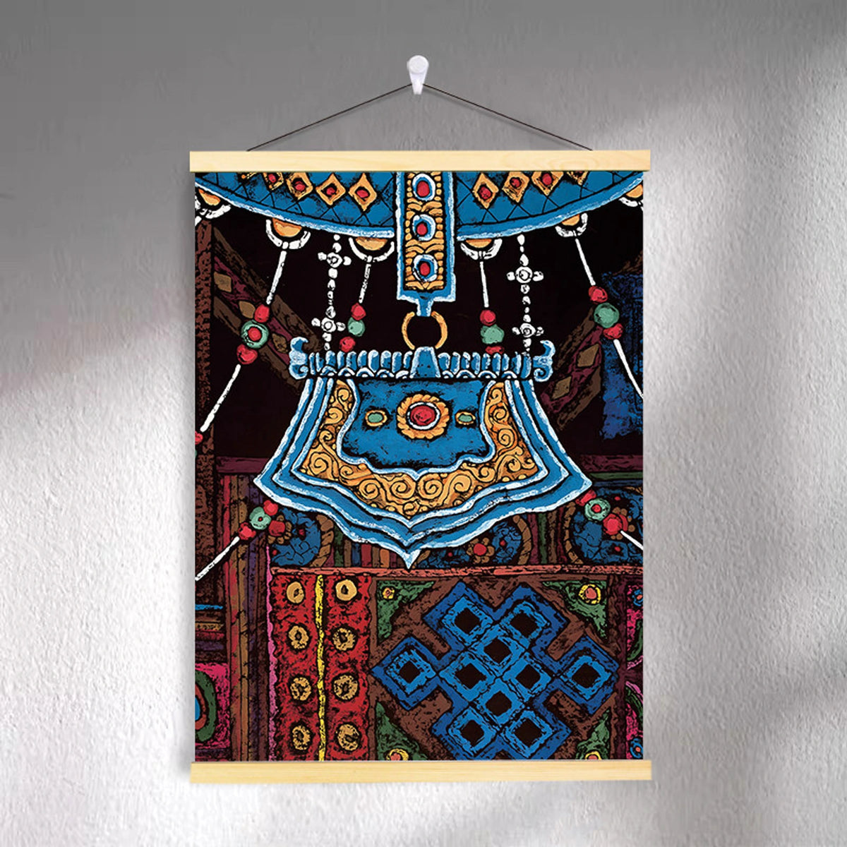 Tibetan-inspired canvas wall art ZSMS-14 shown hanging on a wall