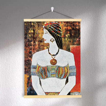 Tibetan-inspired canvas wall art ZSMS-16 shown hanging on a wall