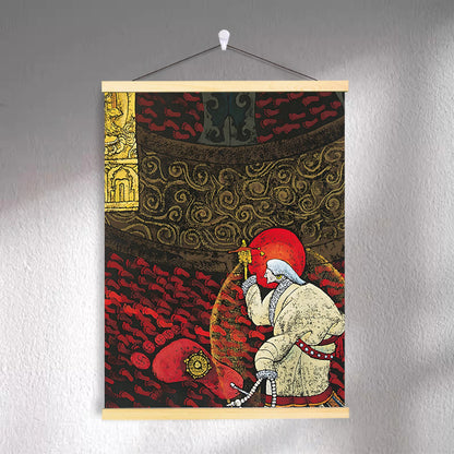 Tibetan-inspired canvas wall art ZSMS-18 shown hanging on a wall