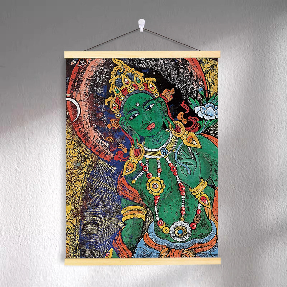 Tibetan-inspired canvas wall art ZSMS-19 shown hanging on a wall