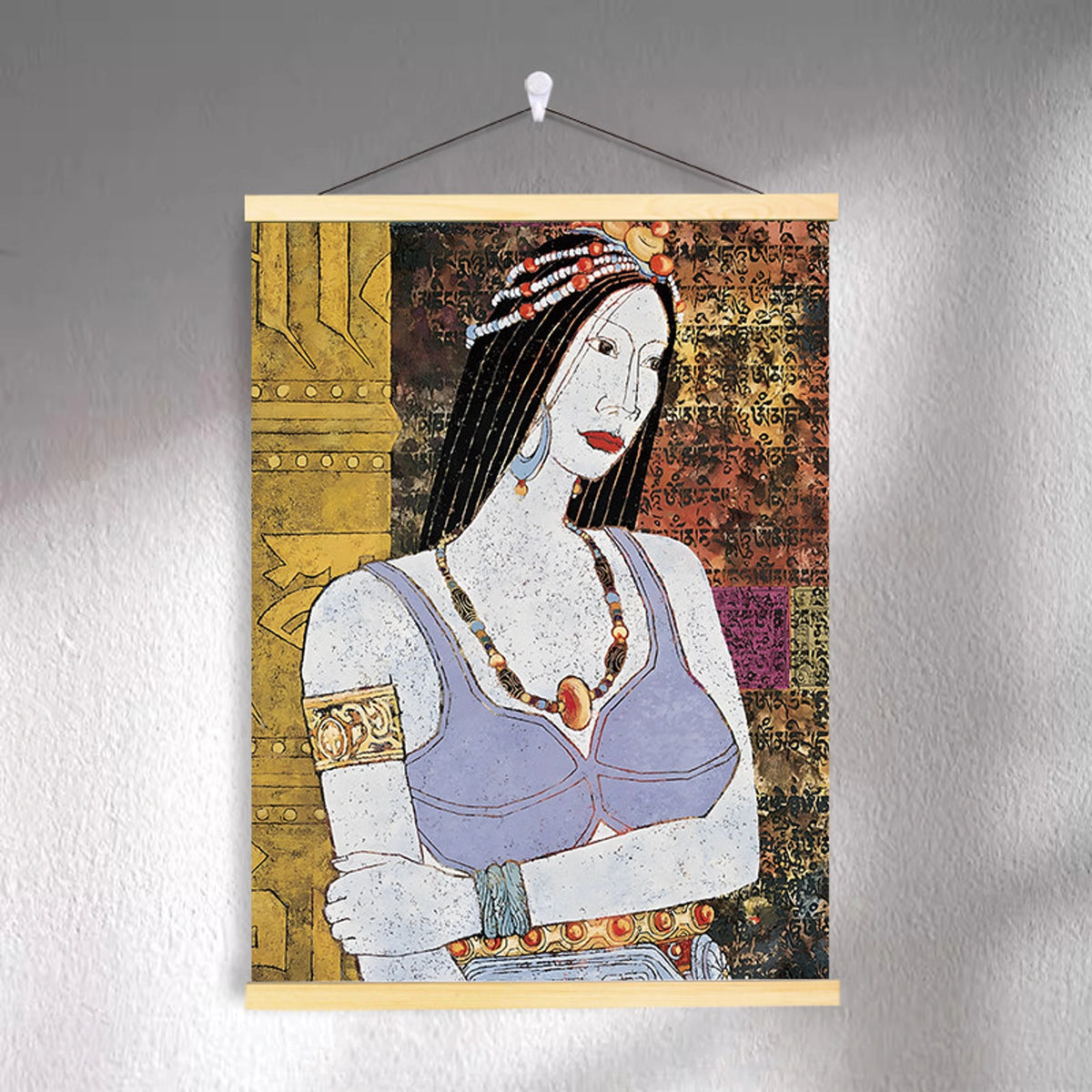 Tibetan-inspired canvas wall art ZSMS-20 shown hanging on a wall