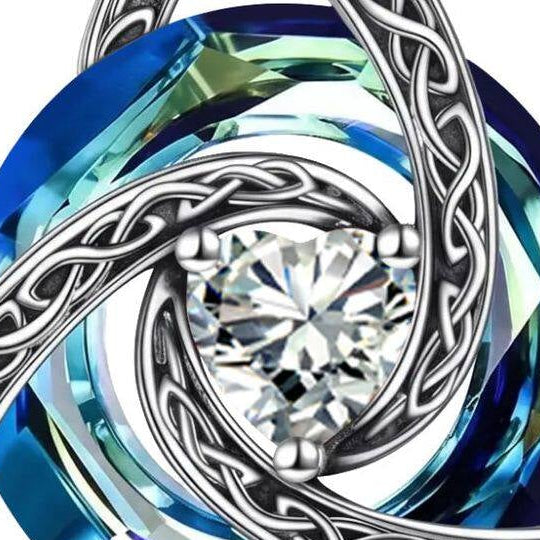 Celtic Knot necklace — April birthstone-color detail
