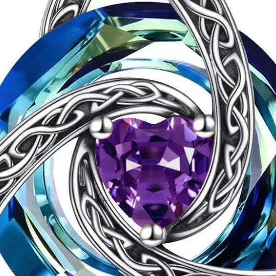 Celtic Knot necklace — February birthstone-color detail