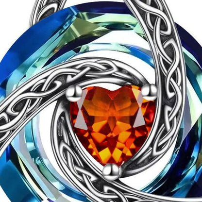 Celtic Knot necklace — January birthstone-color detail