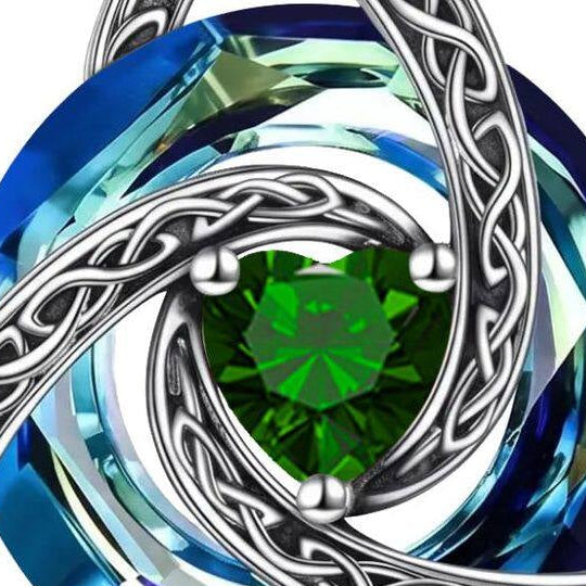 Celtic Knot necklace — May birthstone-color detail