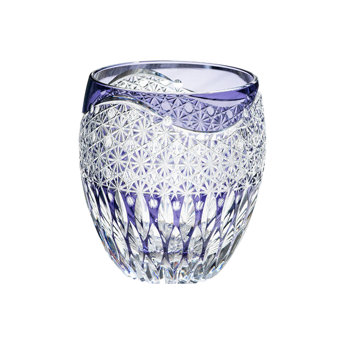 Lotus Edo Kiriko Whisky Glass — Handcrafted — one glass, transparent background