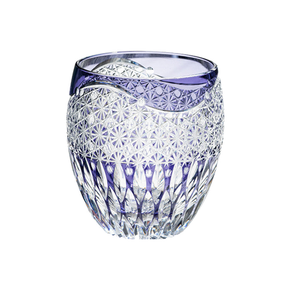 Lotus Edo Kiriko Whisky Glass — Handcrafted — one glass, transparent background