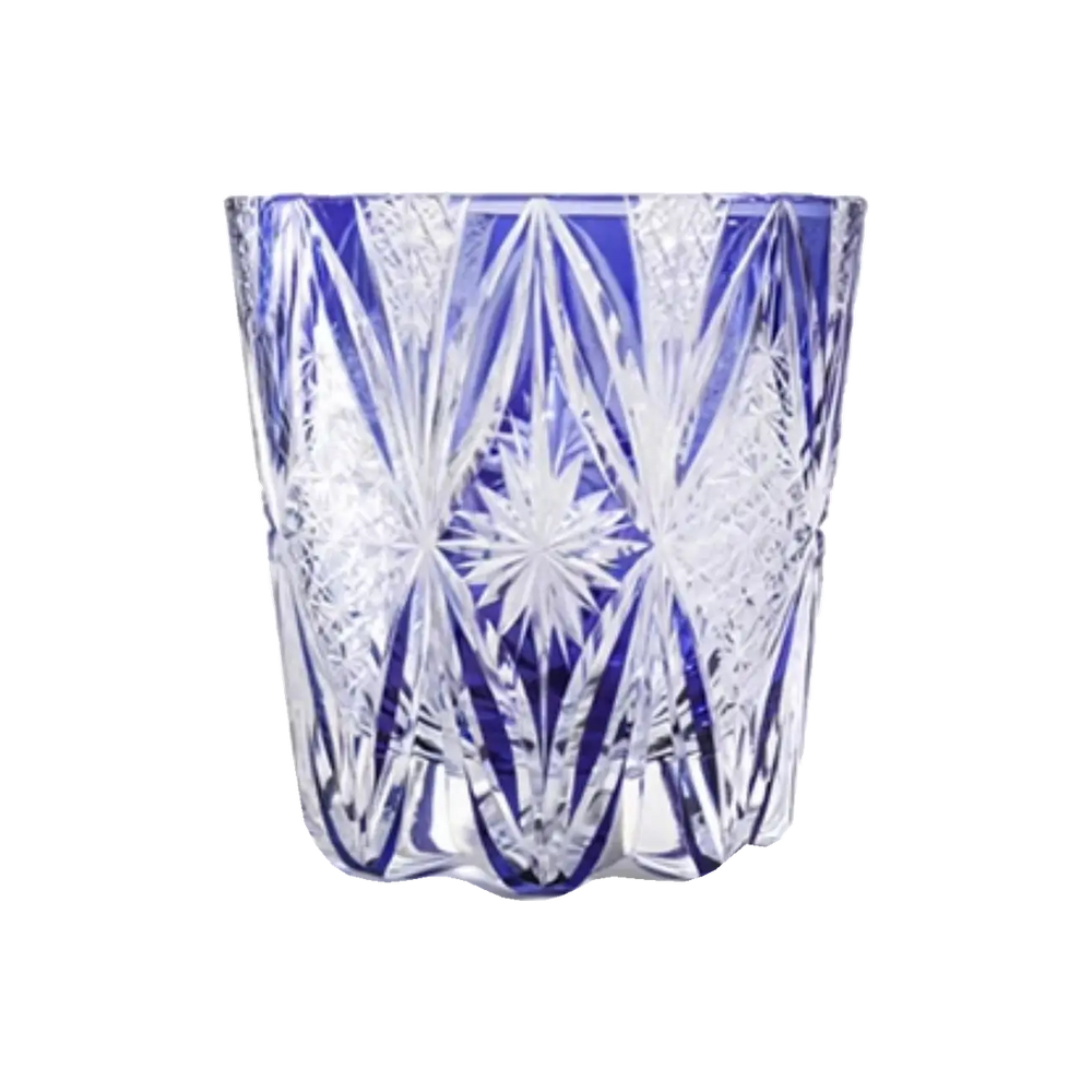 Brocade Edo Kiriko Whisky Glass — Handcrafted — one glass, transparent background