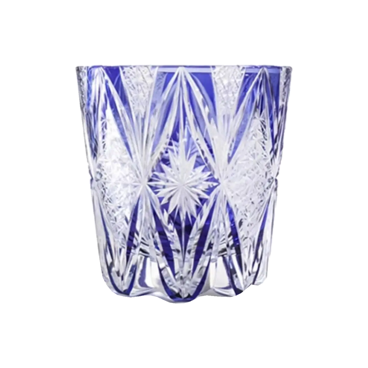 Brocade Edo Kiriko Whisky Glass — Handcrafted — one glass, transparent background